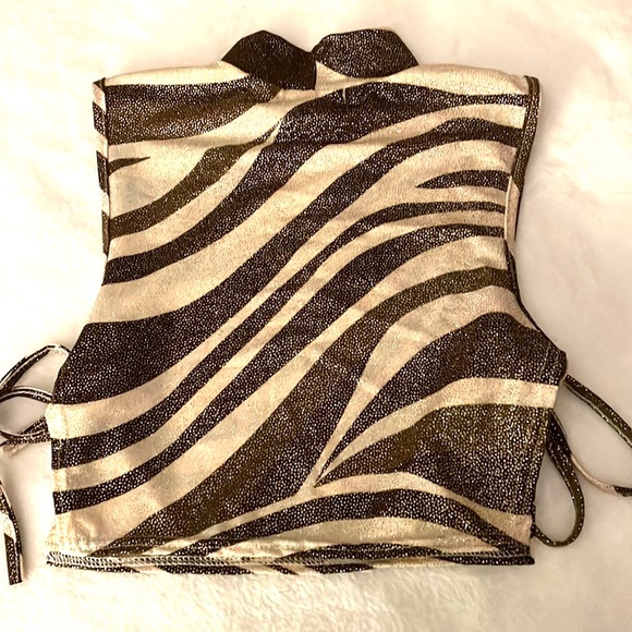 NWT pretty little thing high neck sparkly brown/tan top! party going out top! - Picture 5 of 7